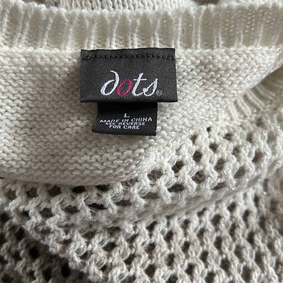 Dots Brown & Cream Knit Short Sleeved Sweater Sz L - Picture 9 of 10